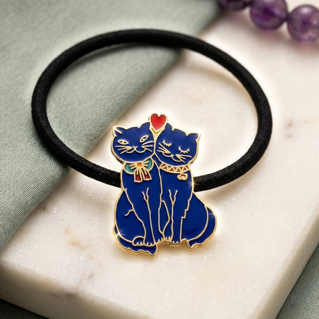 cloisonné logo ponytail holder cloisonné logo ponytail holder